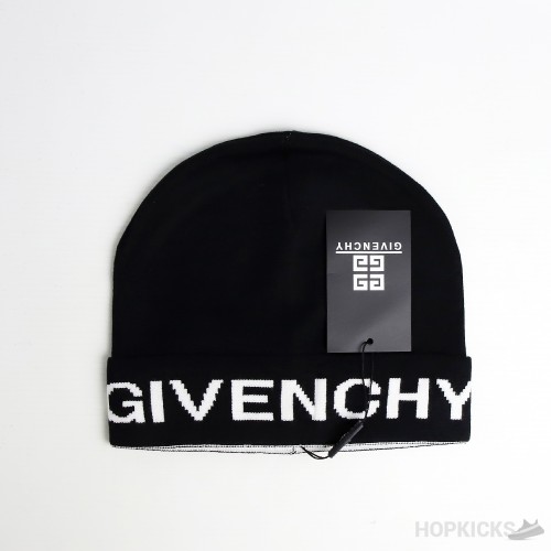 Givenchy White Logo Black Beanie